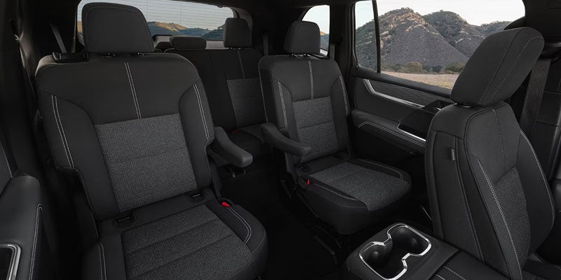 2026 GMC Acadia interior view showing spacious two-row seating,
