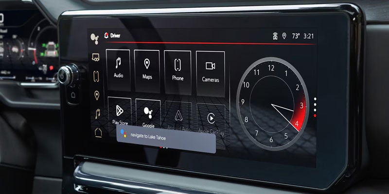 2026 GMC Sierra 1500 infotainment touchscreen showing digital controls and connected interface.